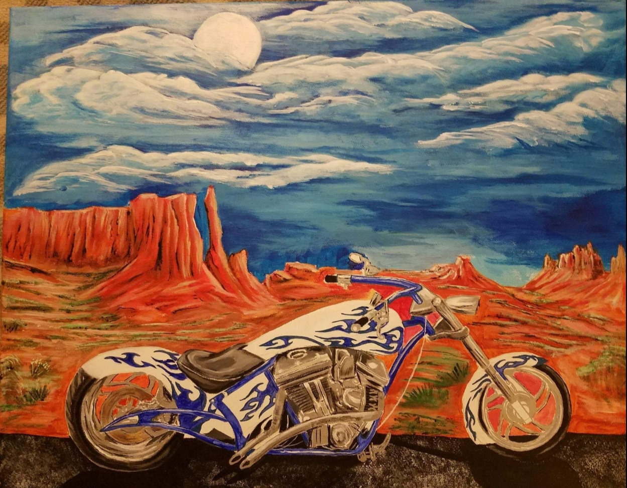 Acrylic motorcycle- desert bike 