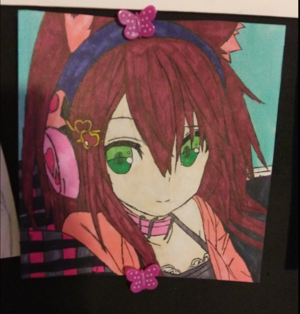 Cute neko girl with headphones