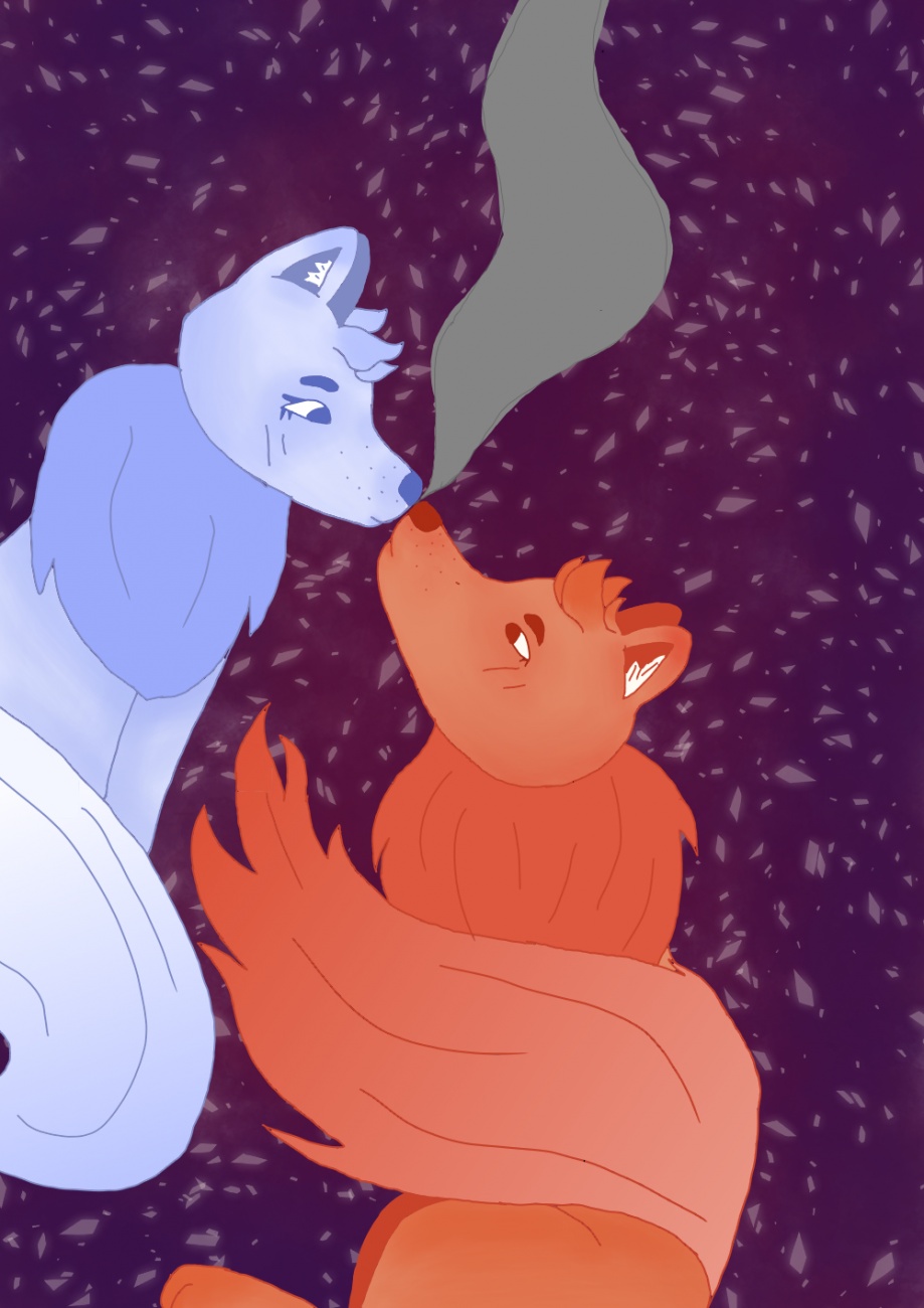 A fire fox and a waterborn fox makes ...