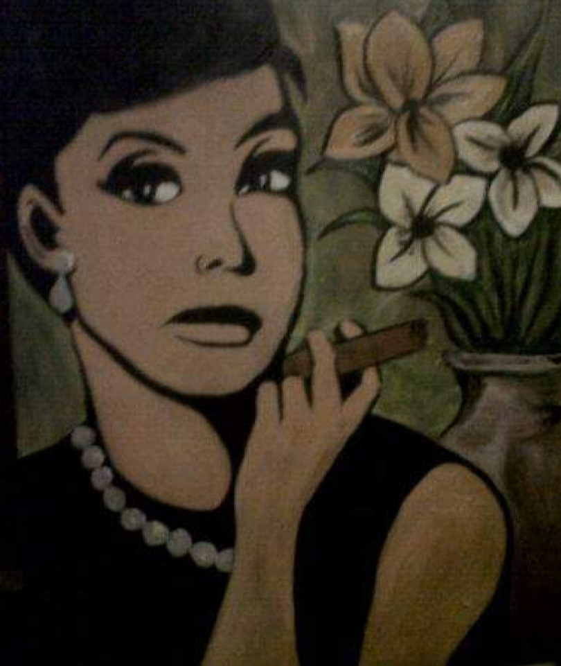 Audrey with a cigar