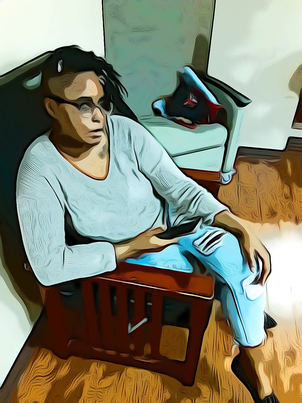 Auntie sitting in chair 