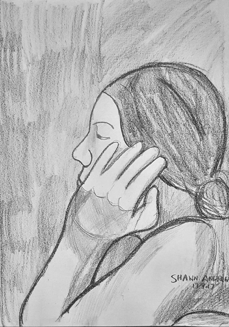 Conté pencil drawing on paper - 17/1...