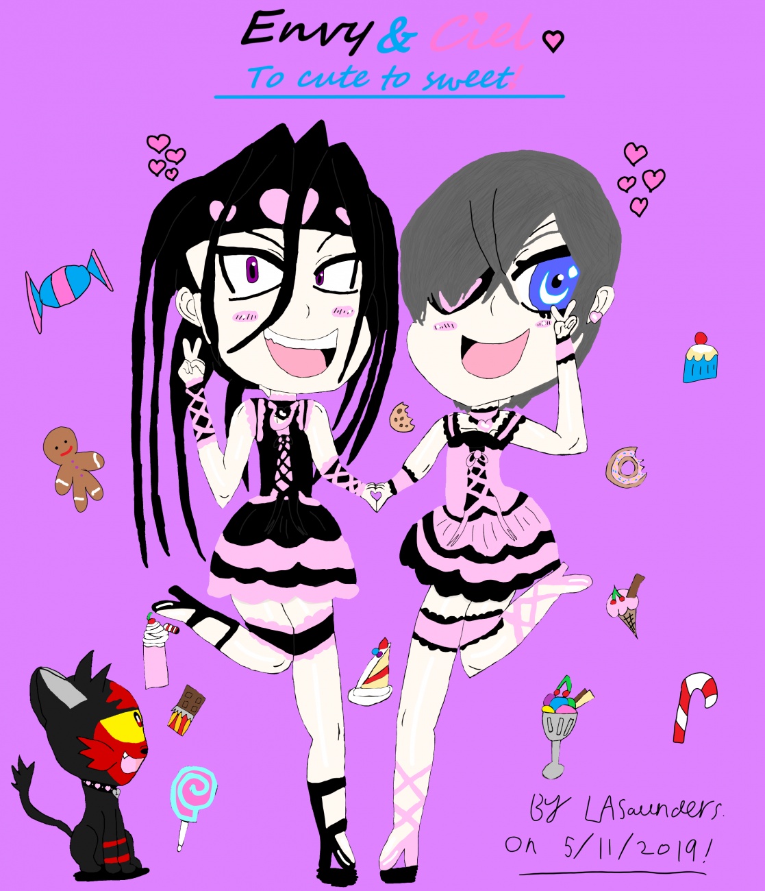 Envy & Ciel sweet with Litten!💕