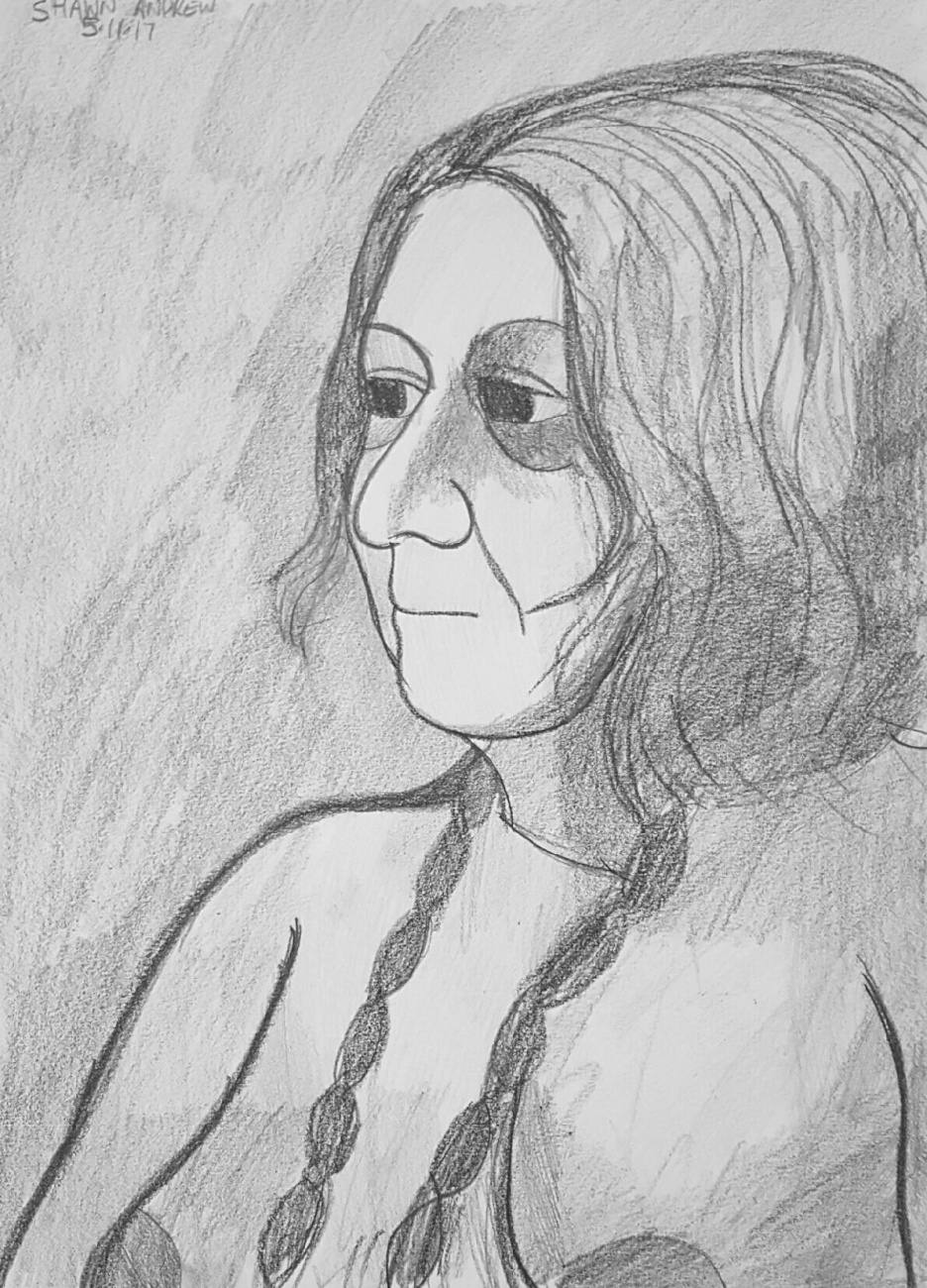 Female nude - Conté pencil drawing o...