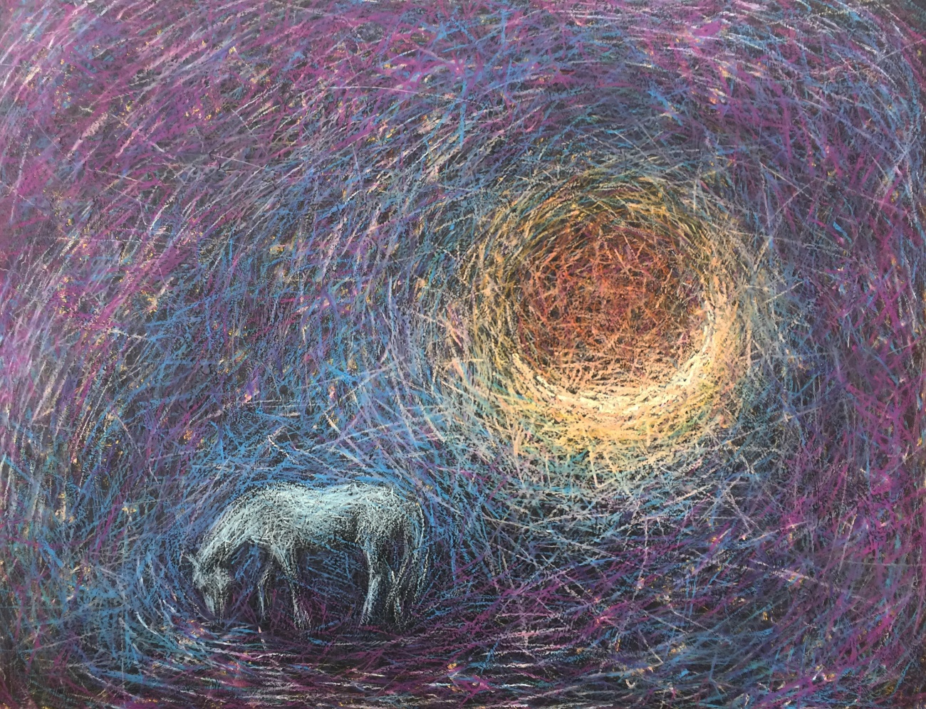 Horse and the Moon. 2018. Pastels on ...