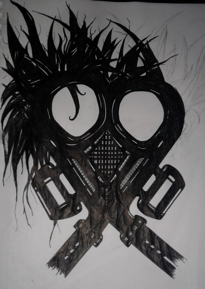 Ink with idea of a gas mask