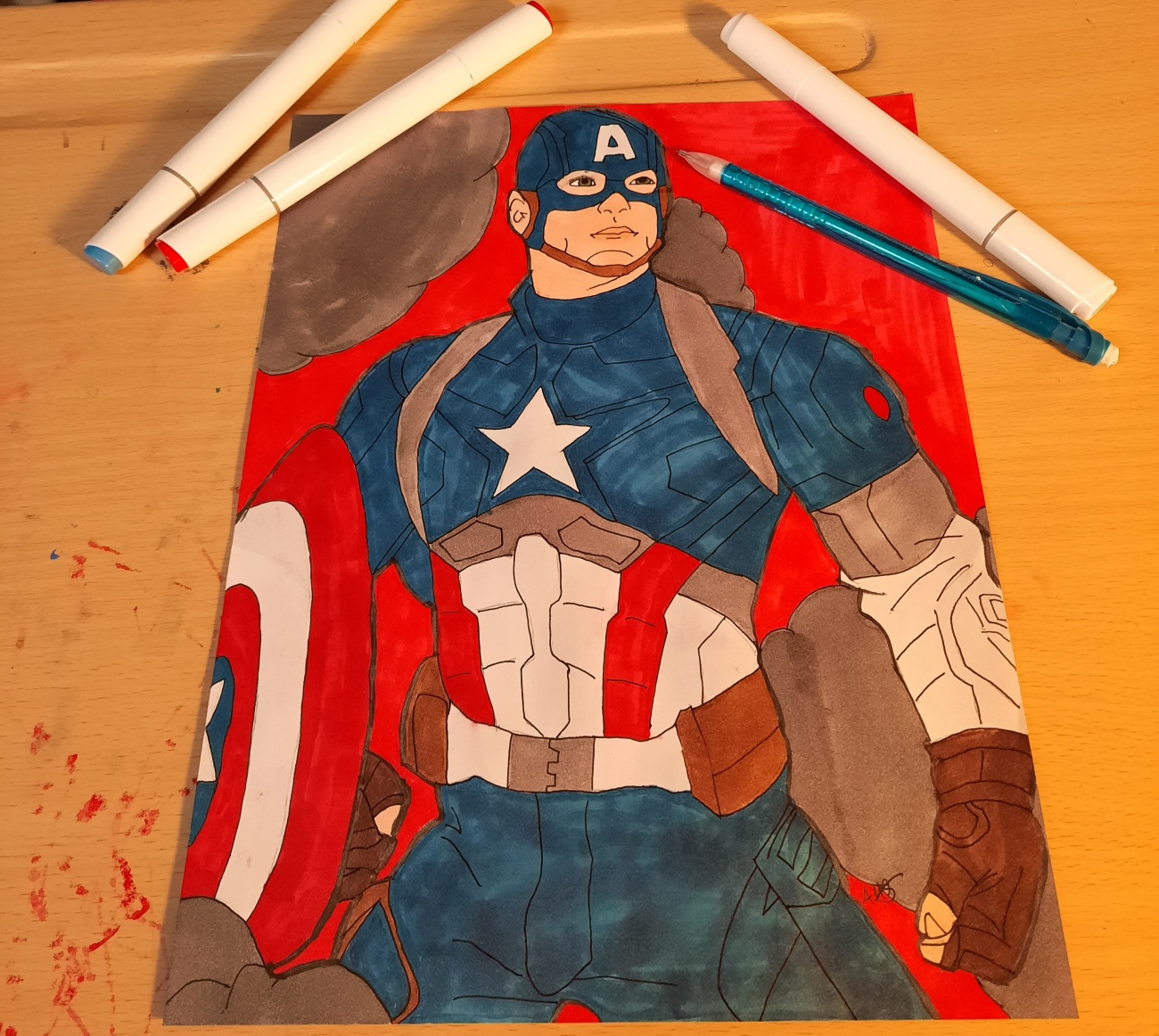 Its captain america. The grayish blob...