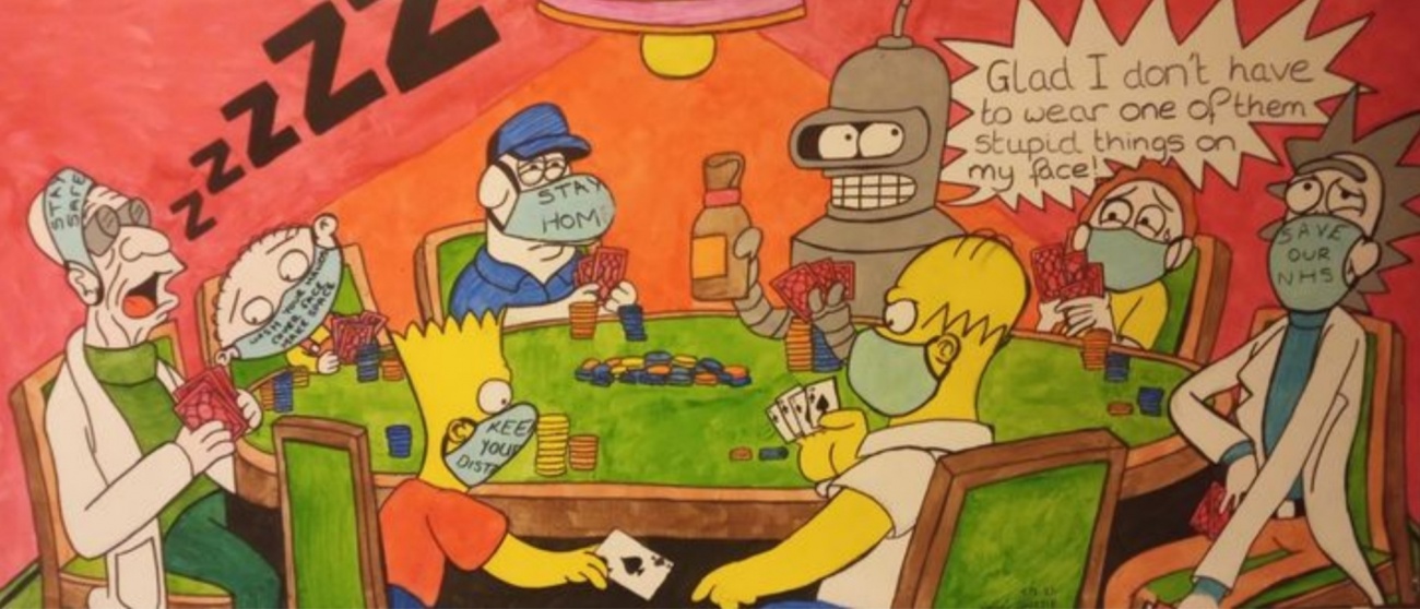 Jenksies pandemic poker game painting