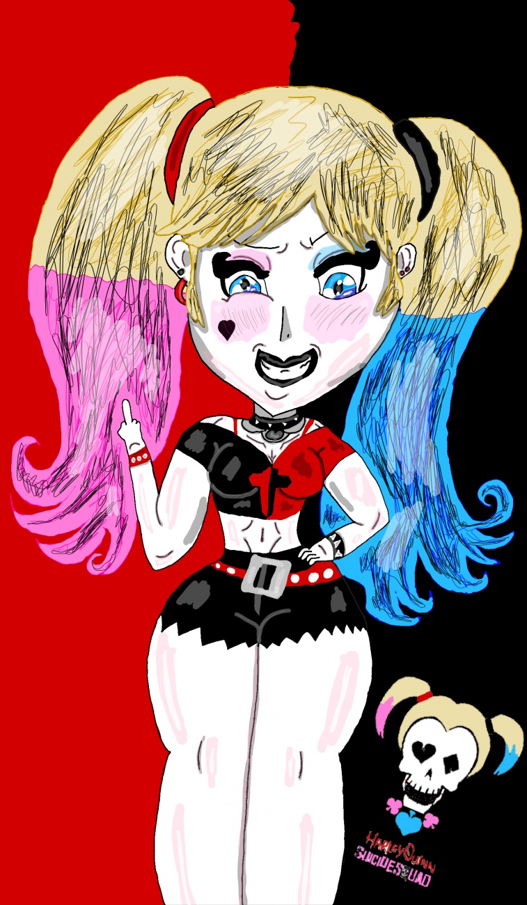 Just finished colouring my Harley Qui...