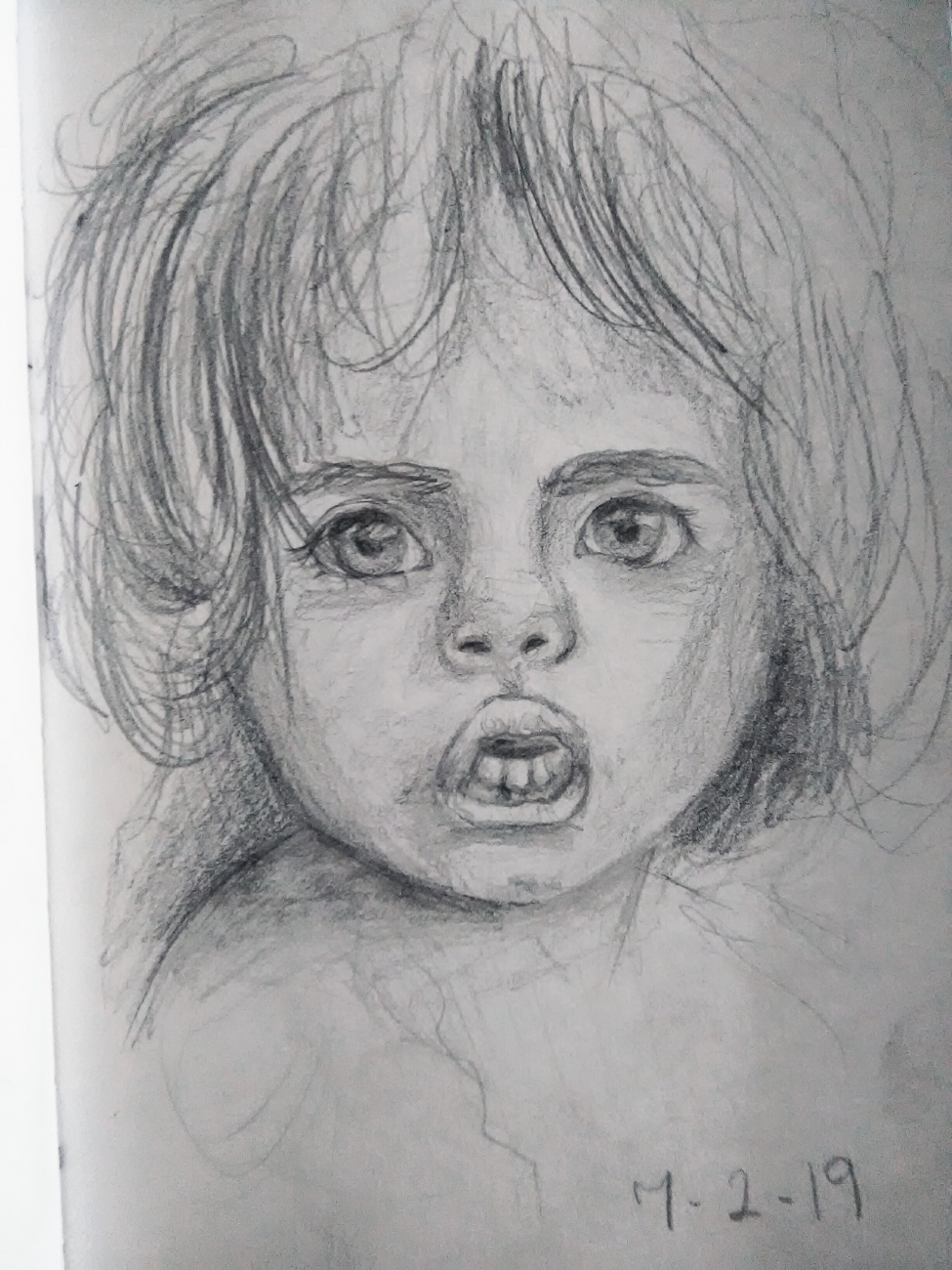 Portrait of small child. Done in penc...