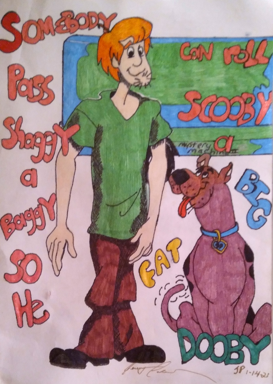 Shaggy and Scoobs waiting for baggy